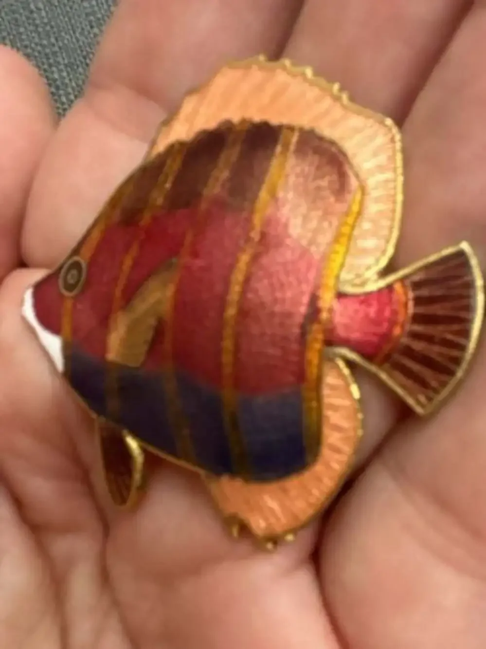 Vintage Cloisonne Enamel Fish Brooch Pin